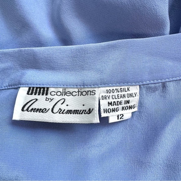 Vintage UMI Collections by Anne Crimmons 100% Silk Sleeveless Blouse Periwinkle - Picture 3 of 3